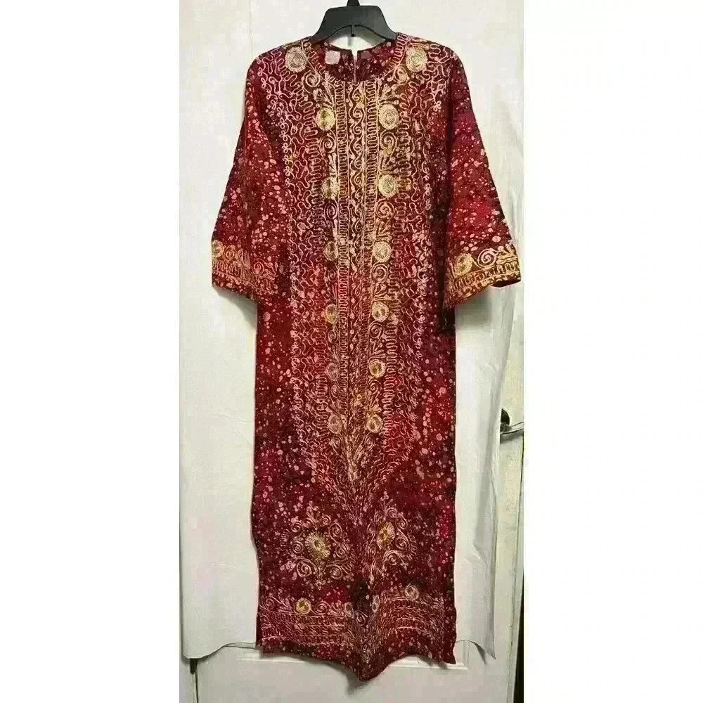 Red Blk Gold Women Kurti Kurta Ethnic Small Embroidered Tunic Dress Indian 0066
